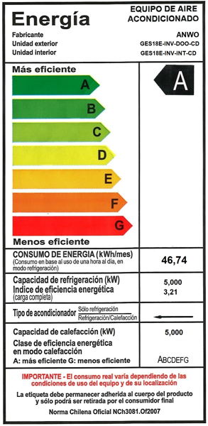 EAA. MURO FRIO/CALOR 18000 BTUH INVERTER NEW COOL DESIGN